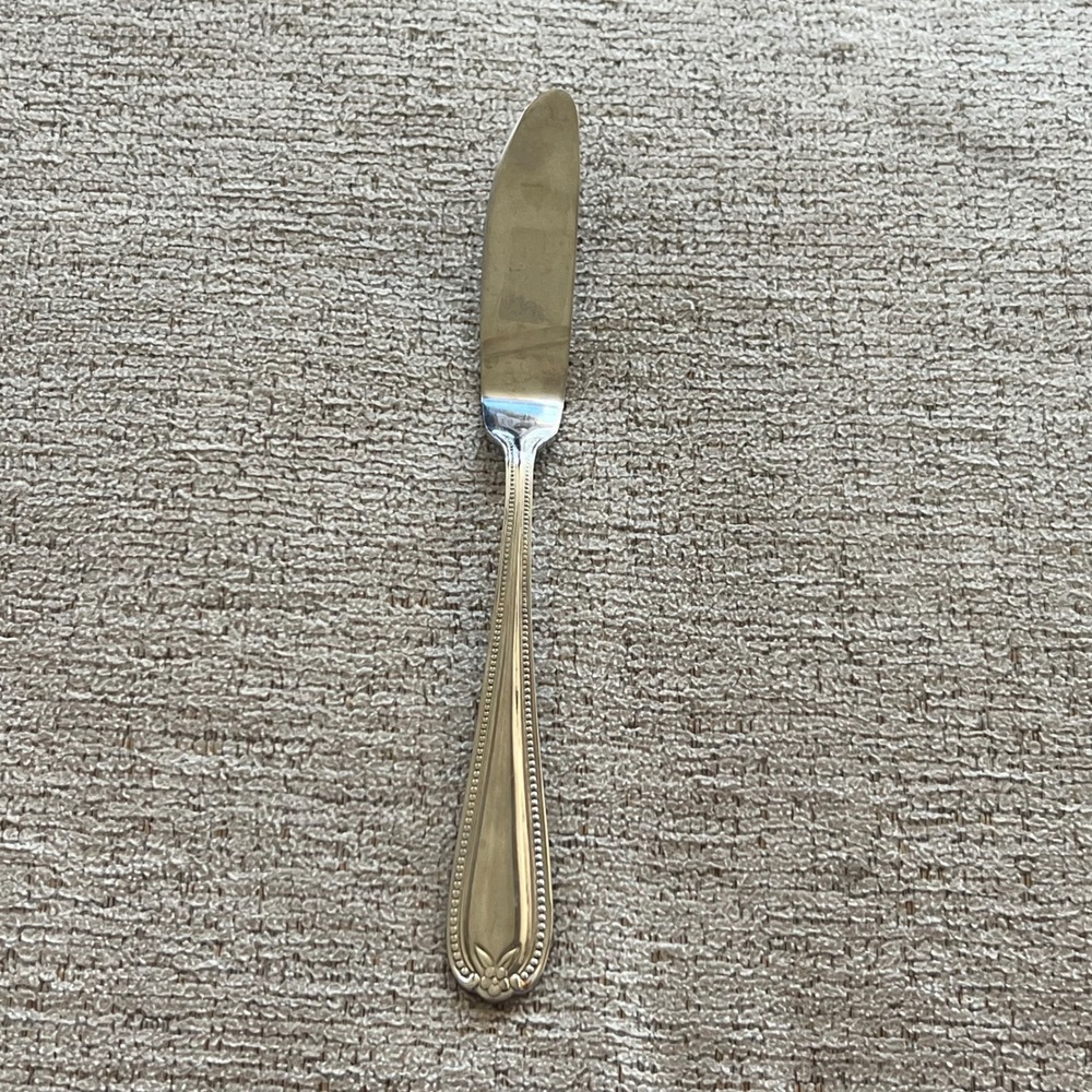 Temp-tations 18/10 Stainless Steel Butter Spreader Knife Beaded Floral‎ Handle